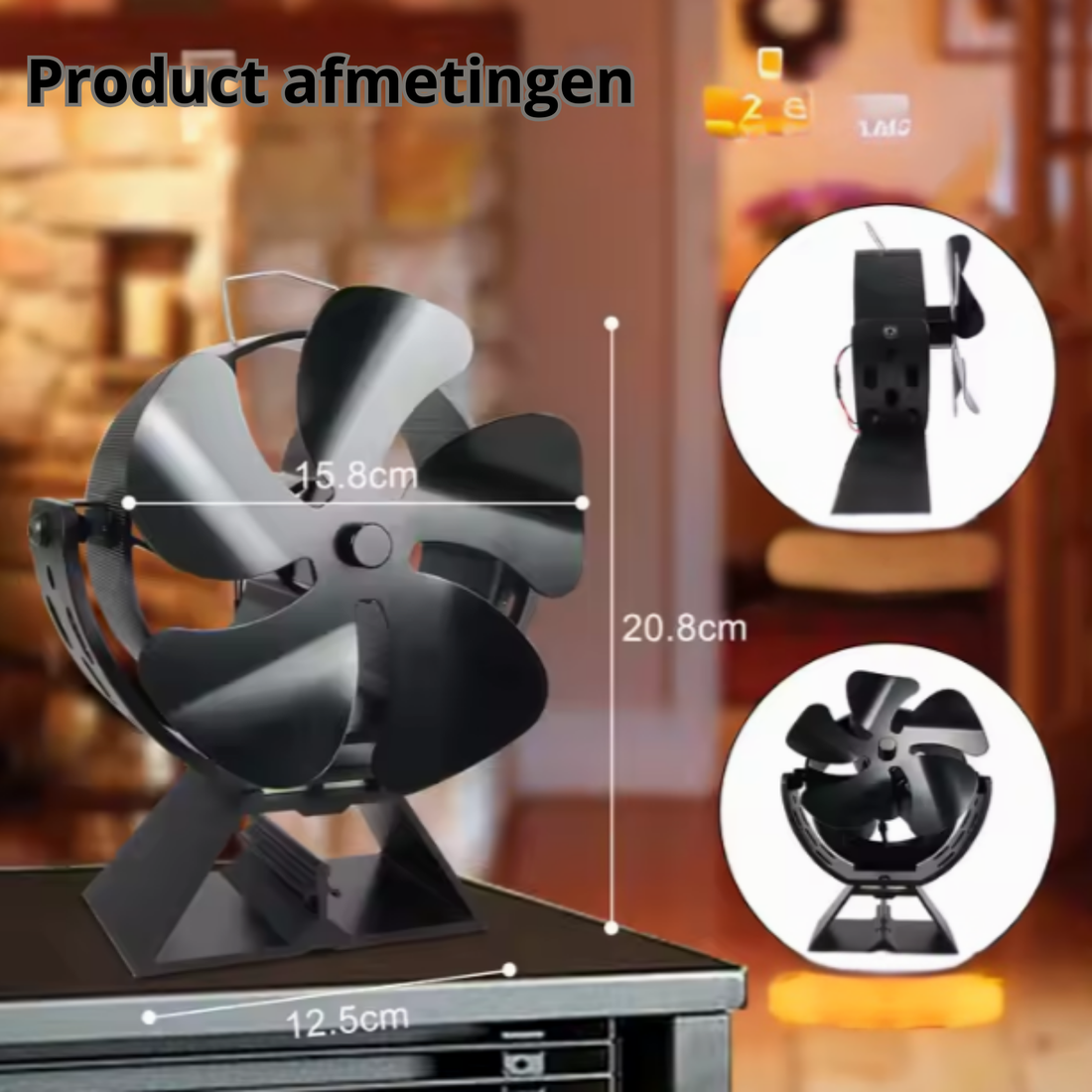 Air&co Eco-Flow 5-bladige Kachelventilator